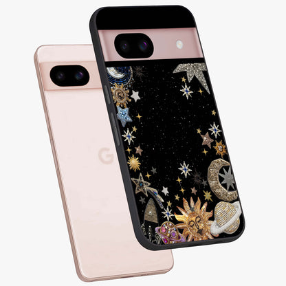 Galactic Jewel Stars Glass Case displayed in angled mockup highlighting shining celestial star design with cosmic aesthetic style.