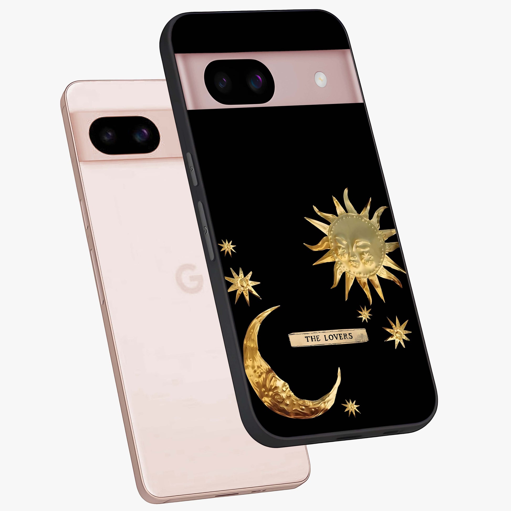 Gold Sun Blush Glass Case displayed in angled mockup highlighting radiant sun design with warm golden aesthetic.