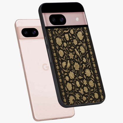 Golden Evil Eye Mandala Glass Case displayed in angled mockup highlighting protective evil eye symbol with golden mandala design.