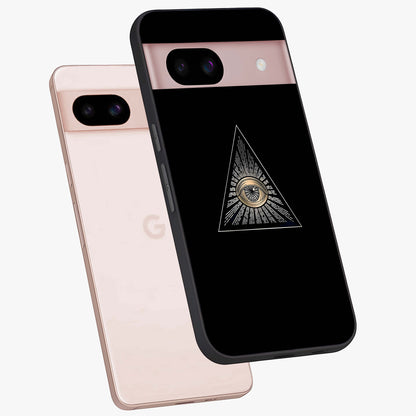 Illuminati Evil Glass Case displayed in angled mockup highlighting dark occult inspired design with bold aesthetic style.
