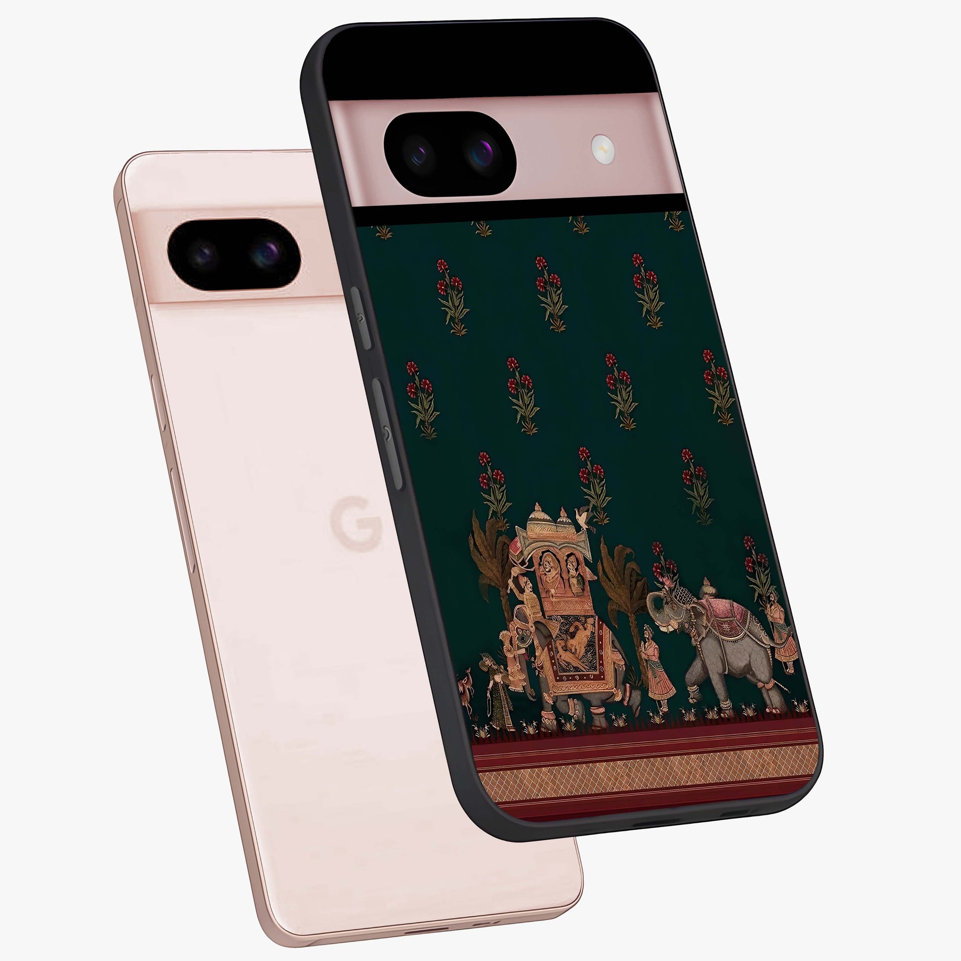 Macmerise Glass Case displayed in angled mockup highlighting trendy graphic design with sleek aesthetic style.