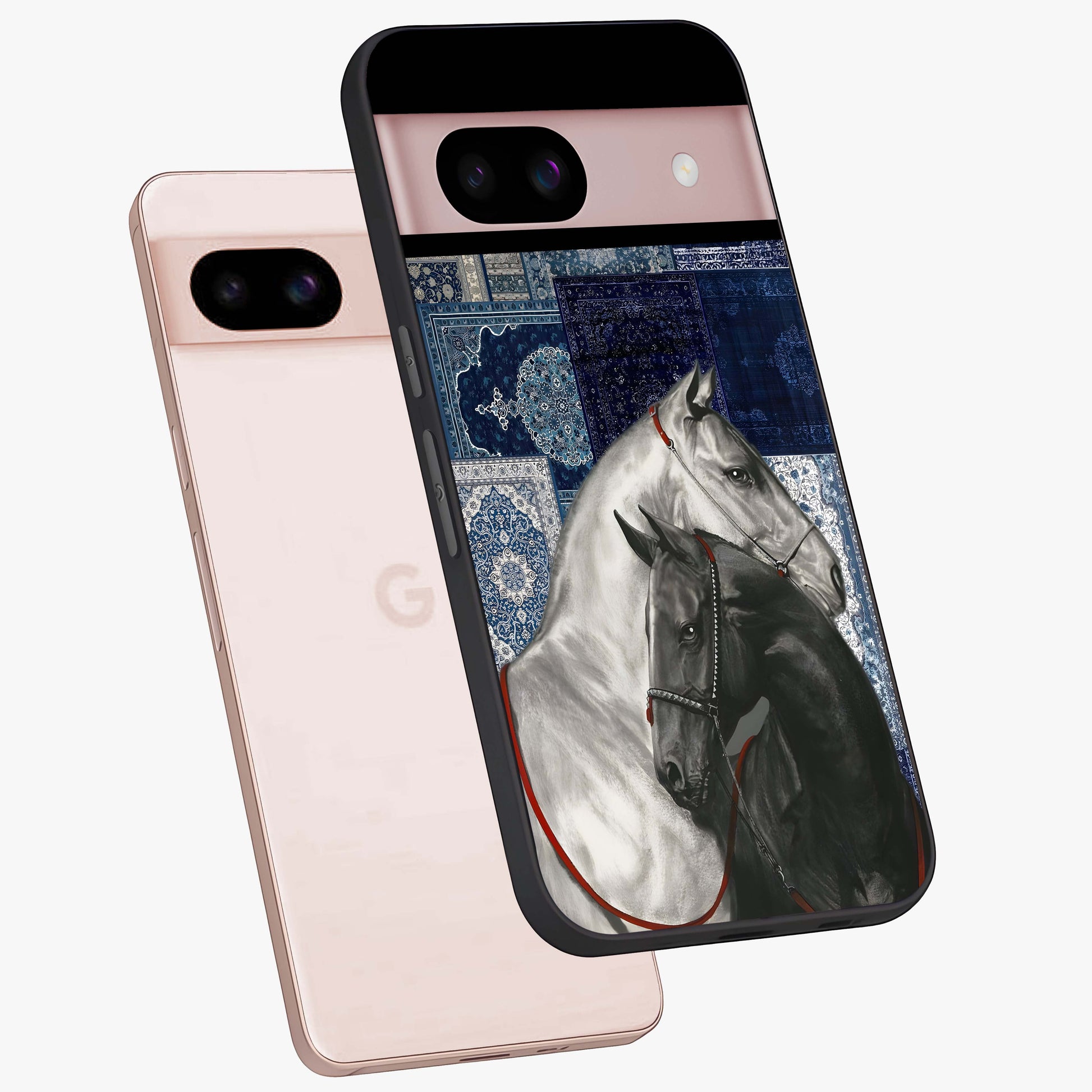 Midnight Stallion Blues Glass Case displayed in angled mockup highlighting powerful stallion illustration with deep midnight tones.
