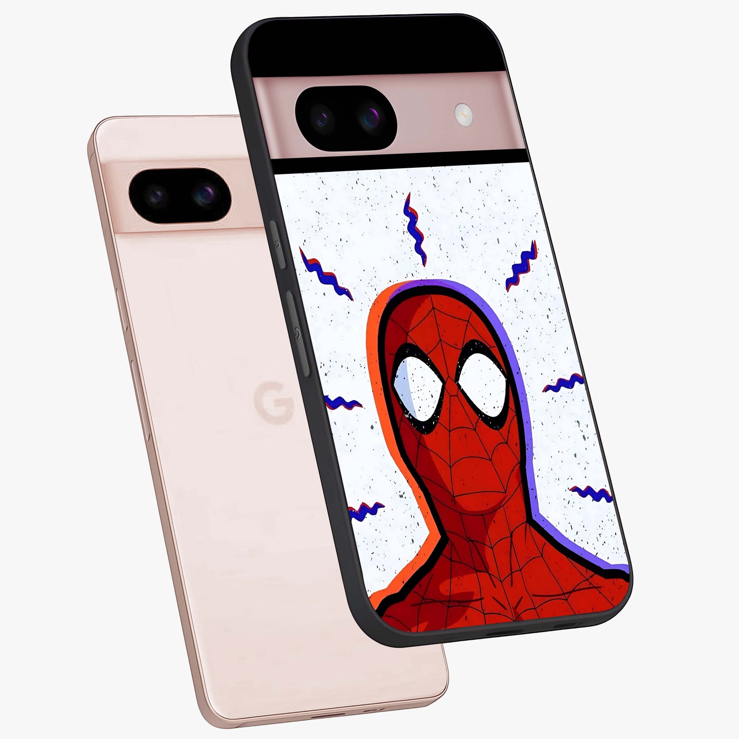 Omg Spiderman Glass Case displayed in angled mockup highlighting dynamic hero illustration with action comic aesthetic.