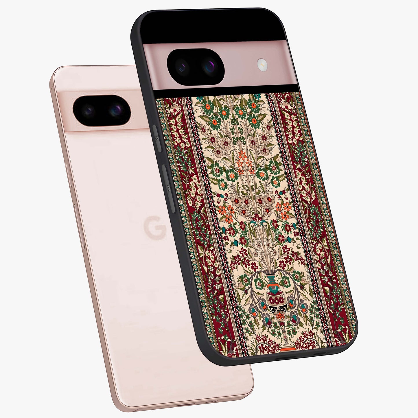 Persian Inspired Glass Case displayed in angled mockup highlighting intricate traditional design with elegant cultural aesthetic.