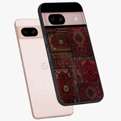 Persian Velvet Tale Glass Case displayed in angled mockup highlighting ornate textile inspired design with royal aesthetic.