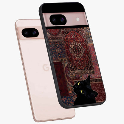 Regal Magic Cat Apple Glass Case displayed in angled mockup highlighting whimsical feline design with fantasy aesthetic.