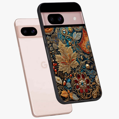 Royal Jewel Garden Glass Case displayed in angled mockup highlighting vibrant jewel inspired floral design with elegant aesthetic.