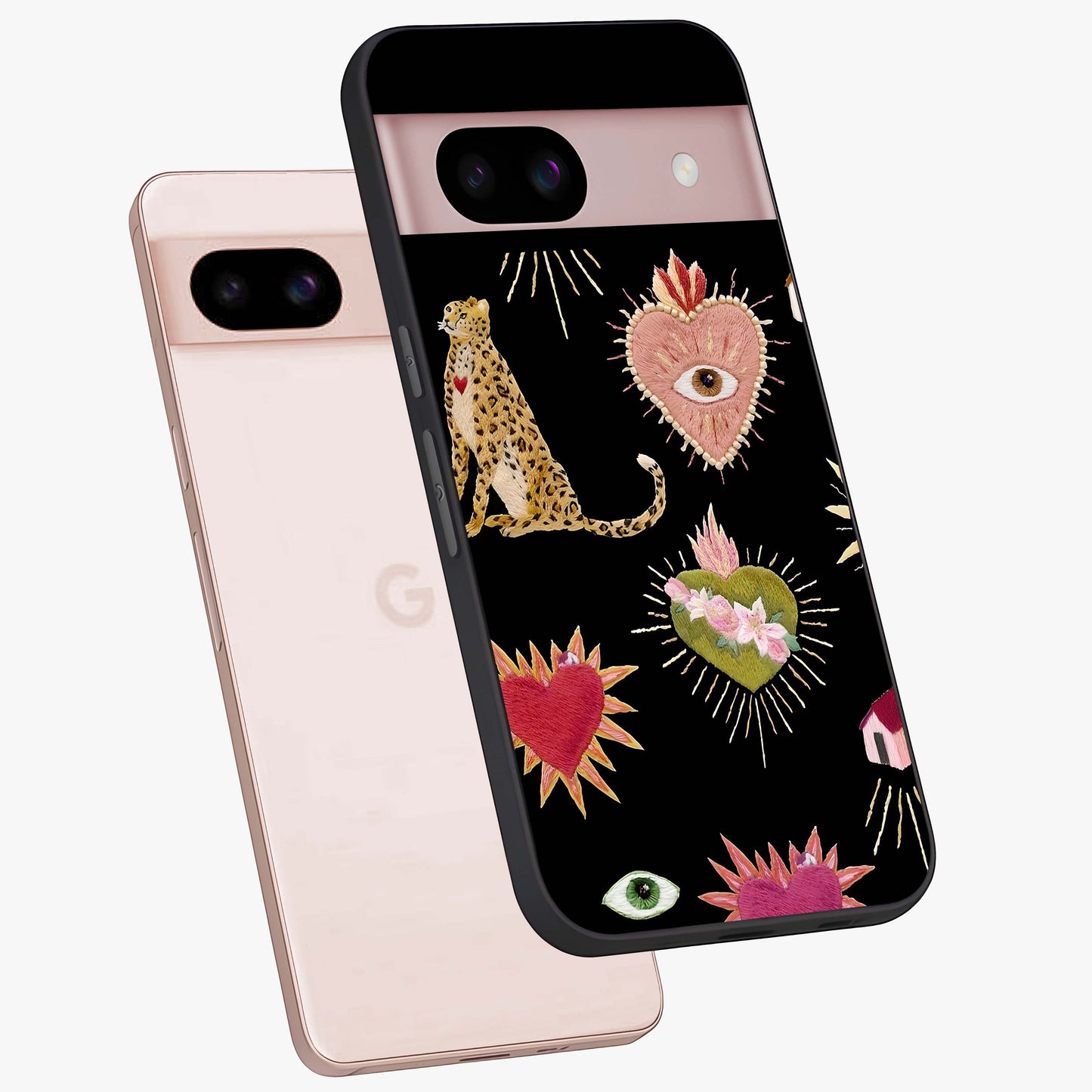Sacred Jungle Heart Glass Case displayed in angled mockup highlighting lush tropical design with natural aesthetic style.