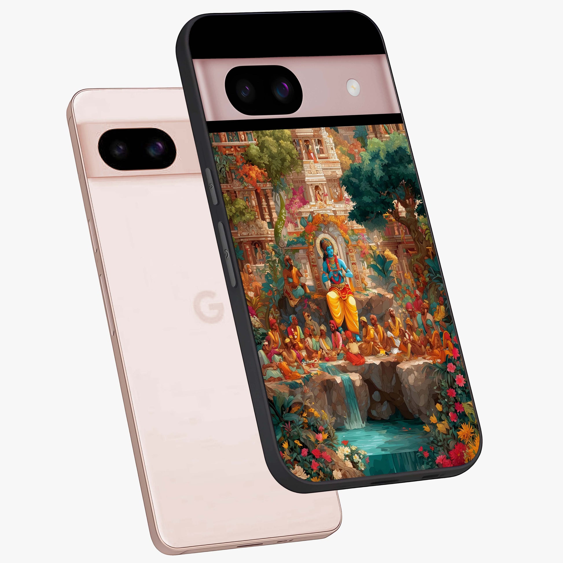 Sacred Sunlight Gods Glass Case displayed in angled mockup highlighting radiant spiritual design with celestial aesthetic.