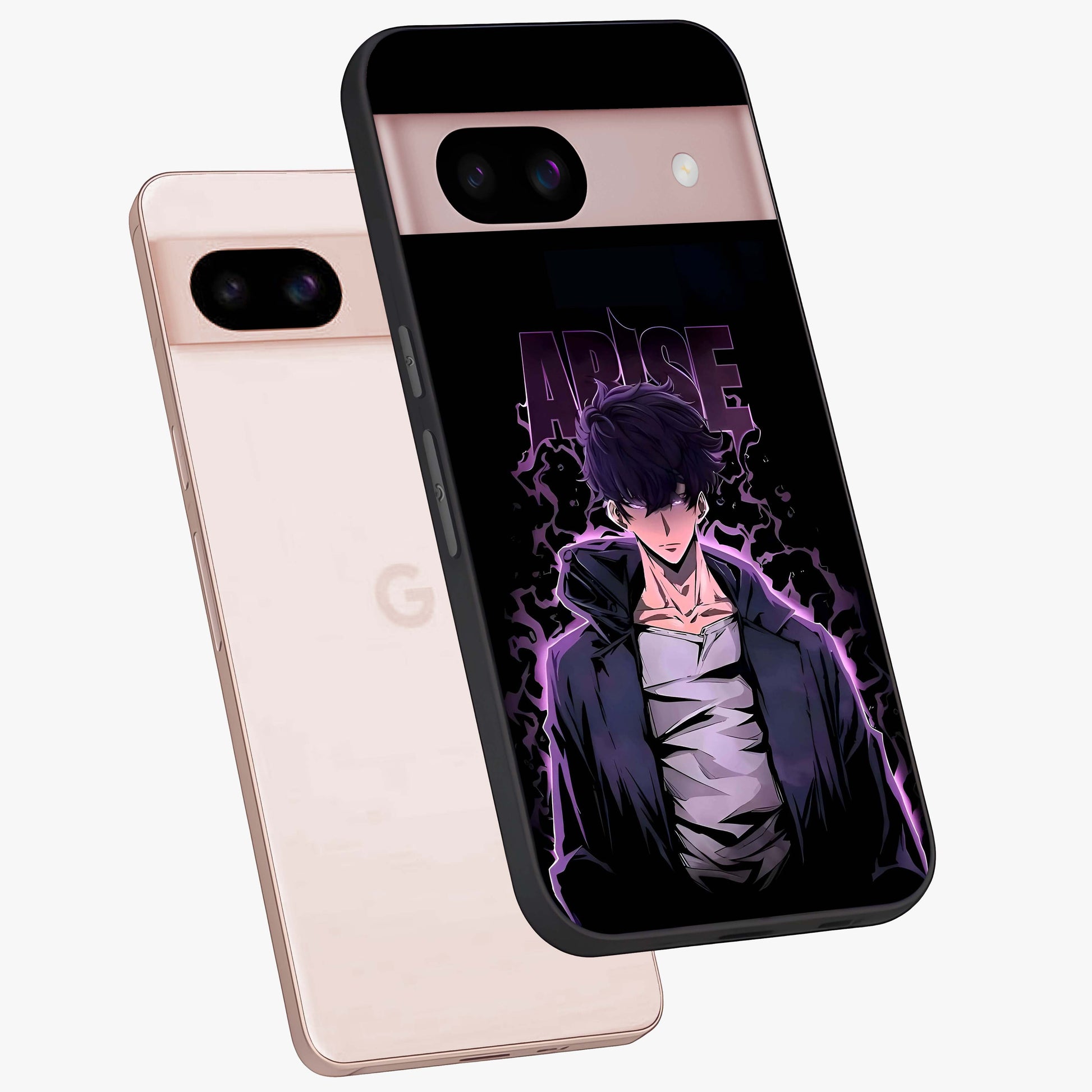 Shadow Monarch Awakening Glass Case displayed in angled mockup highlighting dramatic shadow warrior design with fantasy aesthetic.