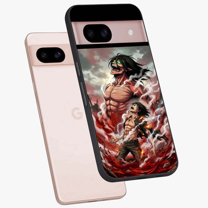 Titan Awakening Fury Glass Case displayed in angled mockup highlighting dramatic giant warrior design with bold anime aesthetic.