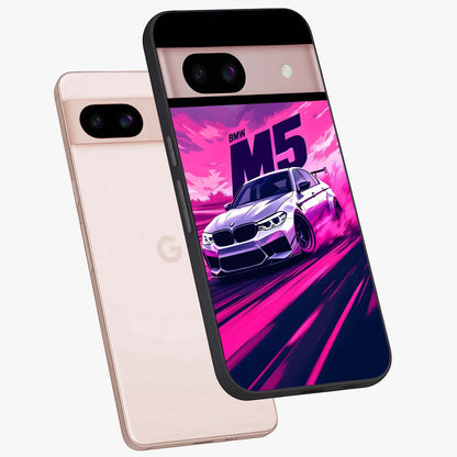 Velocity Drift Pulse Glass Case displayed in angled mockup highlighting dynamic drift design with sporty automotive aesthetic.