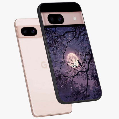 Whispering Moon Silence Glass Case displayed in angled mockup highlighting calm lunar design with dreamy night aesthetic.