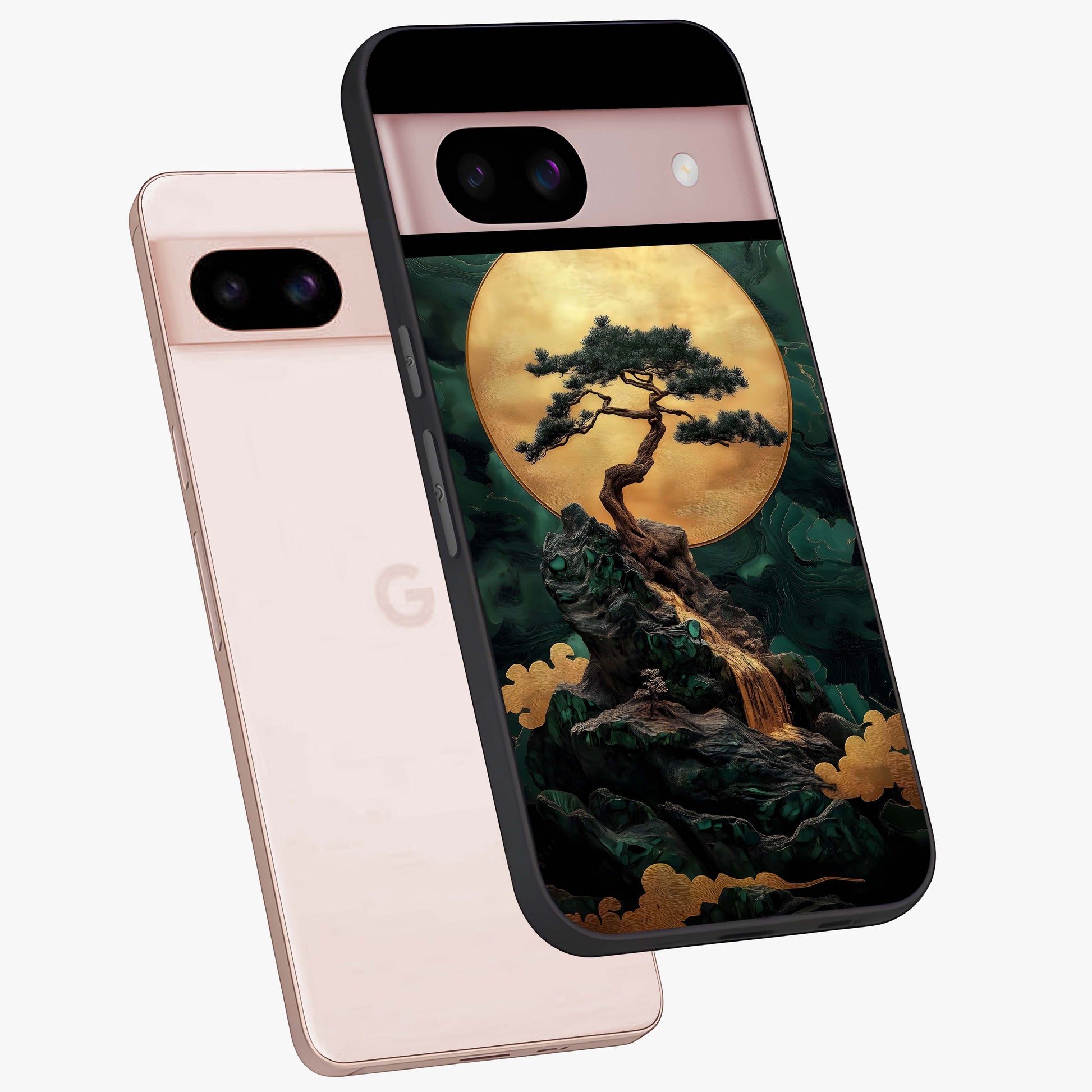 Zen Moon Rise Glass Case displayed in angled mockup highlighting peaceful lunar design with zen aesthetic style.