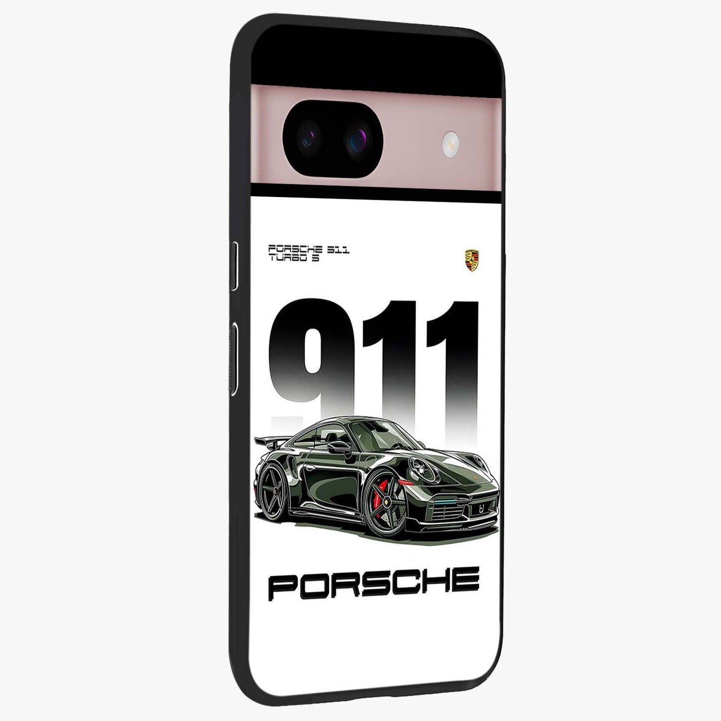 911 Turbo Dominance Glass Case upright perspective showcasing powerful racing design and modern automotive aesthetic.