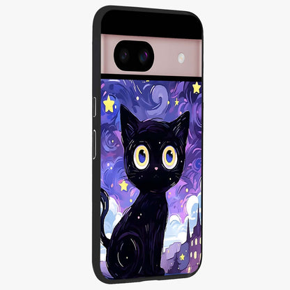 Abstract Cat Art Glass Case upright view showcasing creative feline illustration and aesthetic artistic style.