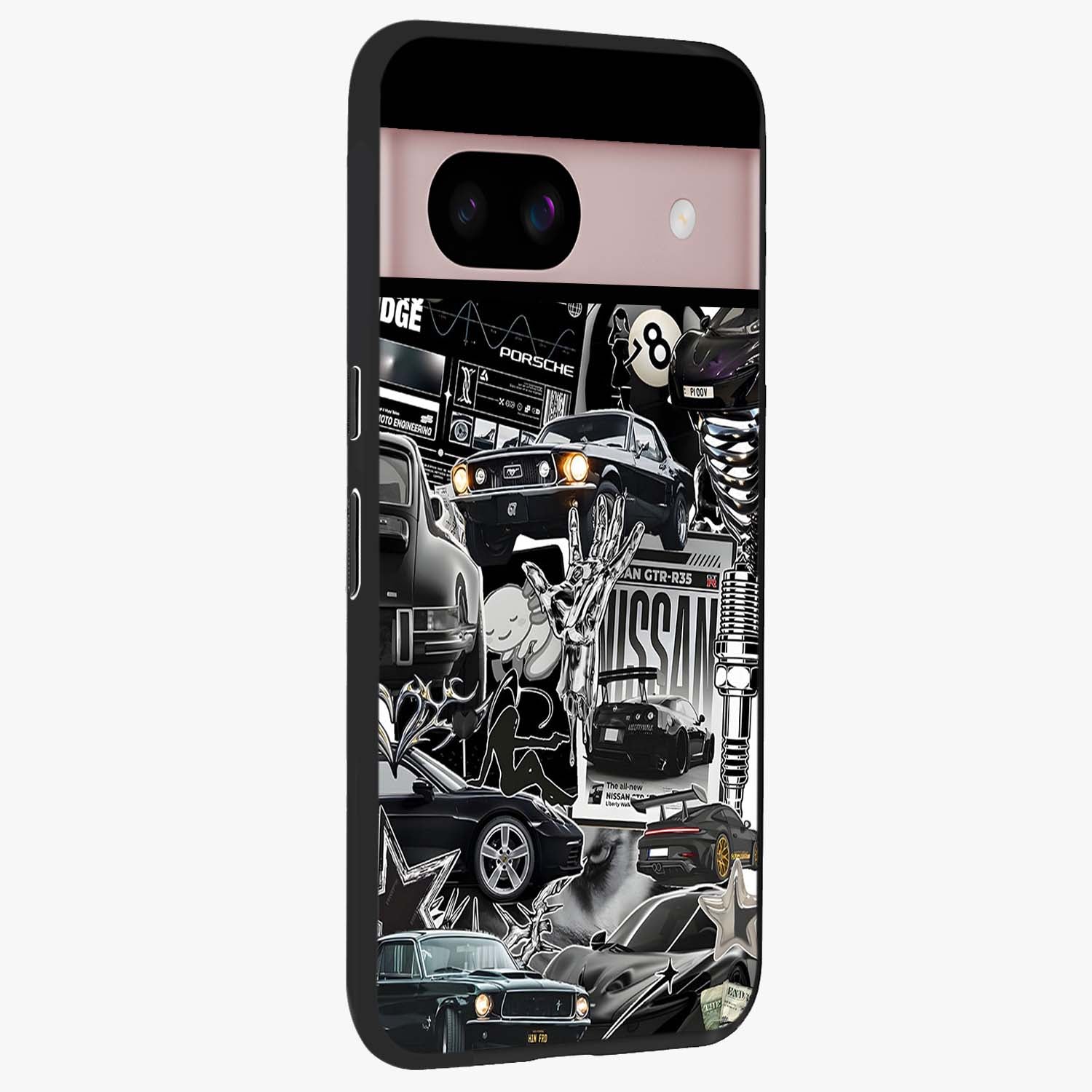 Aesthetic Dark Love Glass Case upright view showcasing dramatic romantic artwork with modern aesthetic style.