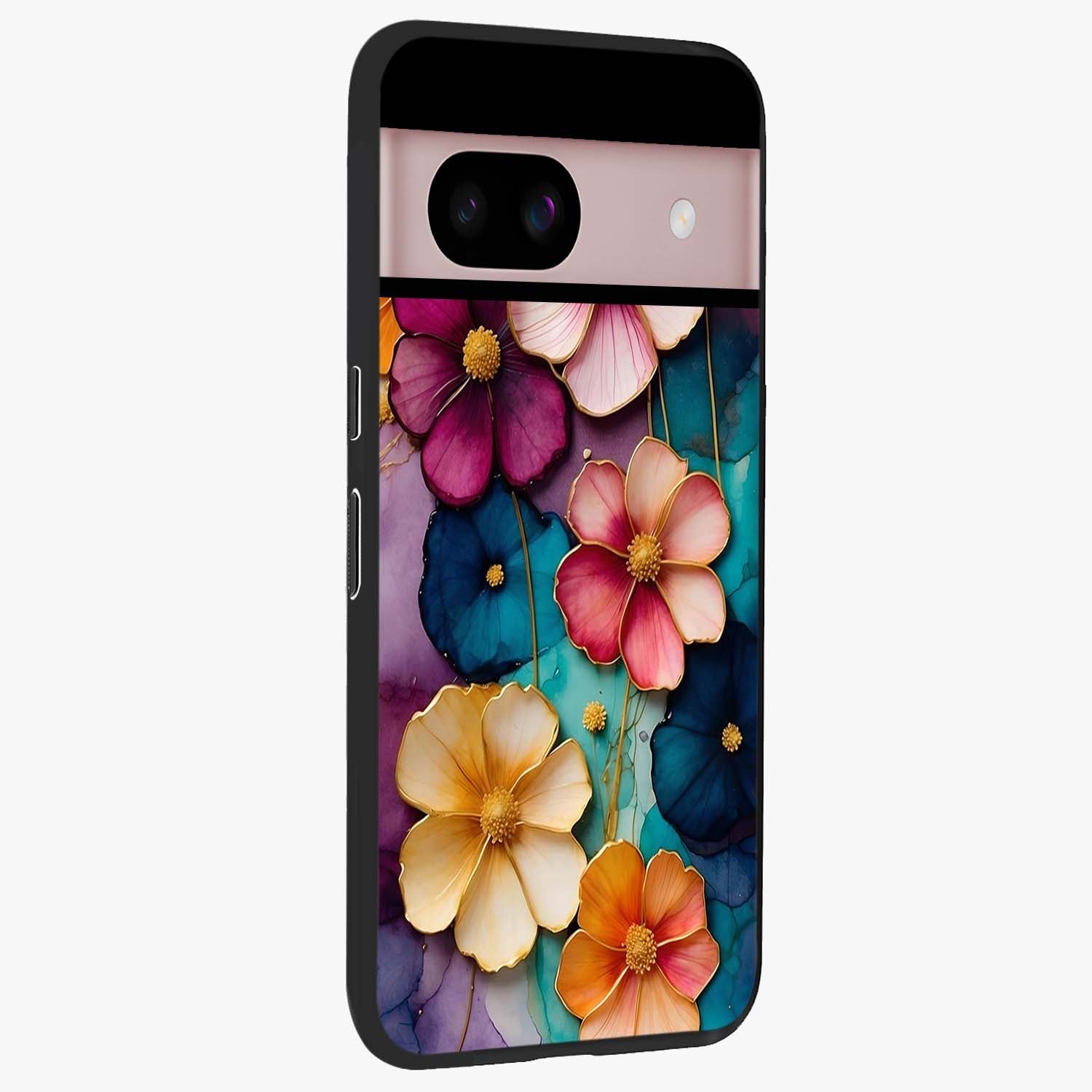Artlyn Grace Flower Pattern Glass Case upright view showcasing graceful floral artwork with aesthetic botanical style.