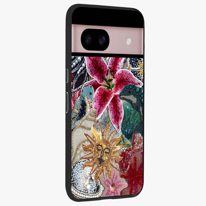 Beaded Garden Fantasy Glass Case upright view showcasing whimsical garden aesthetic with artistic bead details.