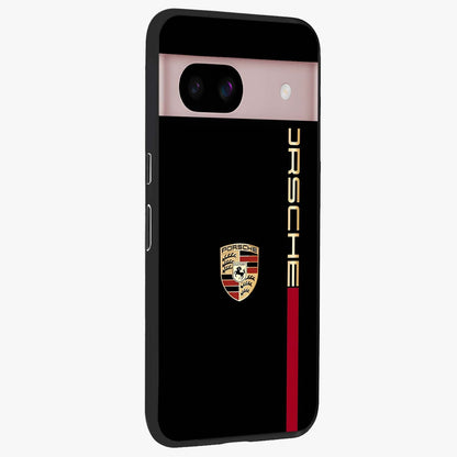 Black Minimal Porsche Glass Case upright view showcasing stylish automotive artwork with bold minimal theme.