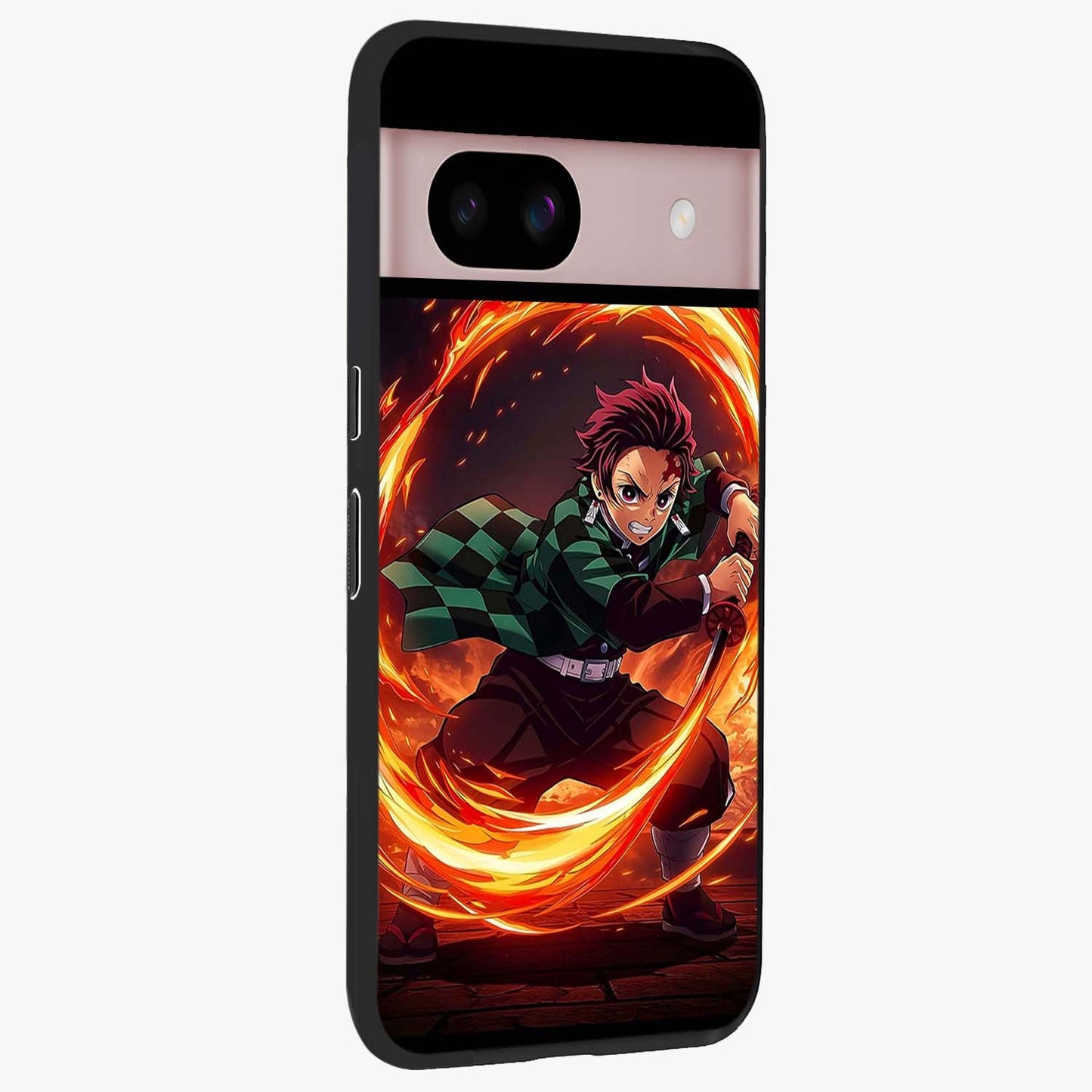 Blazing Sword Resolve Glass Case upright view showcasing dramatic warrior inspired artwork with intense visual style.