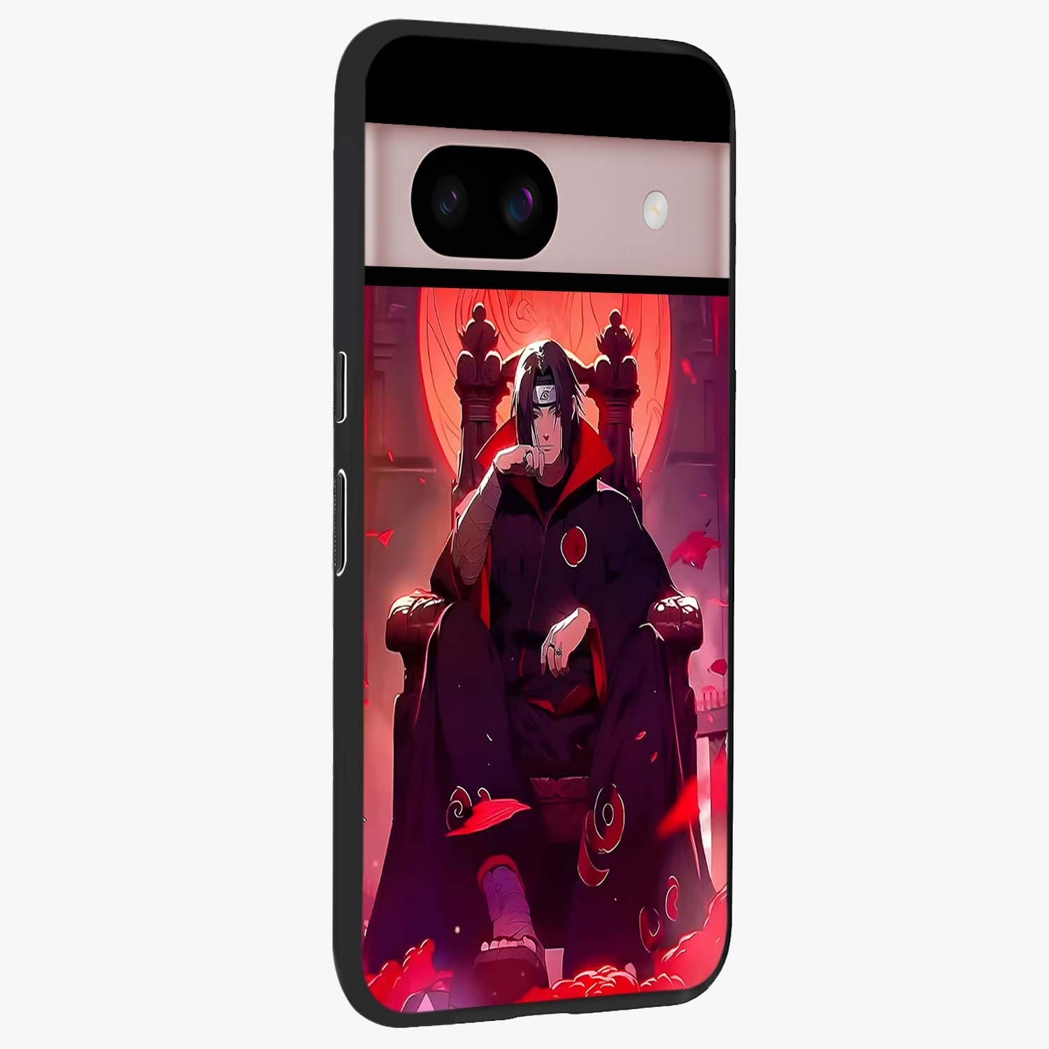 Blood Moon Sovereign Glass Case upright view showcasing powerful moon inspired artwork with cosmic aesthetic style.
