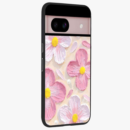 Blush Bloom Texture Glass Case upright view showcasing delicate blush floral texture with modern minimal style.