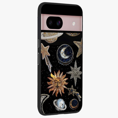 Celestial Gem Constellations Glass Case upright view showcasing cosmic constellation artwork with celestial aesthetic style.