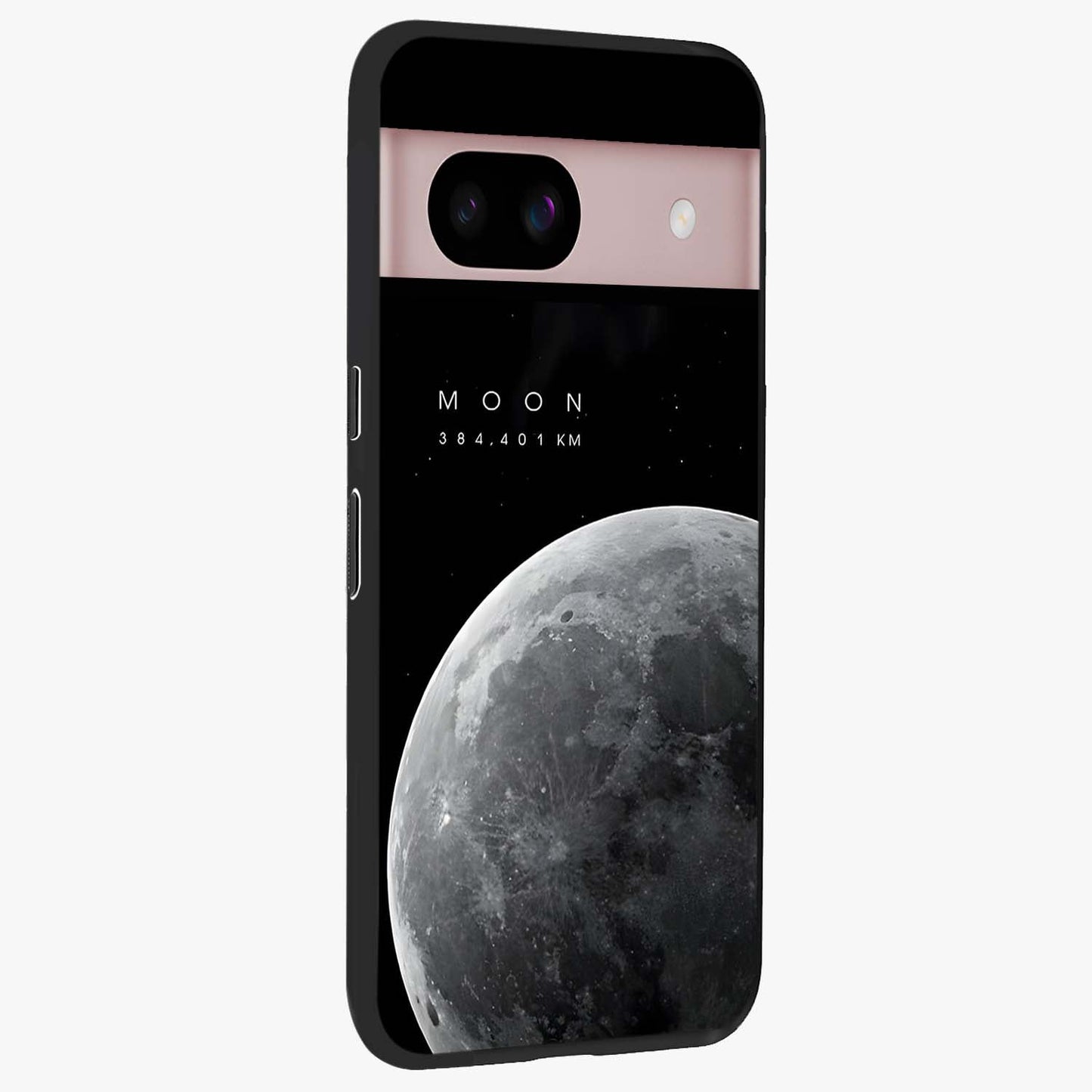 Cosmic Moon Glow Glass Case upright view showcasing luminous moon illustration with dreamy cosmic style.