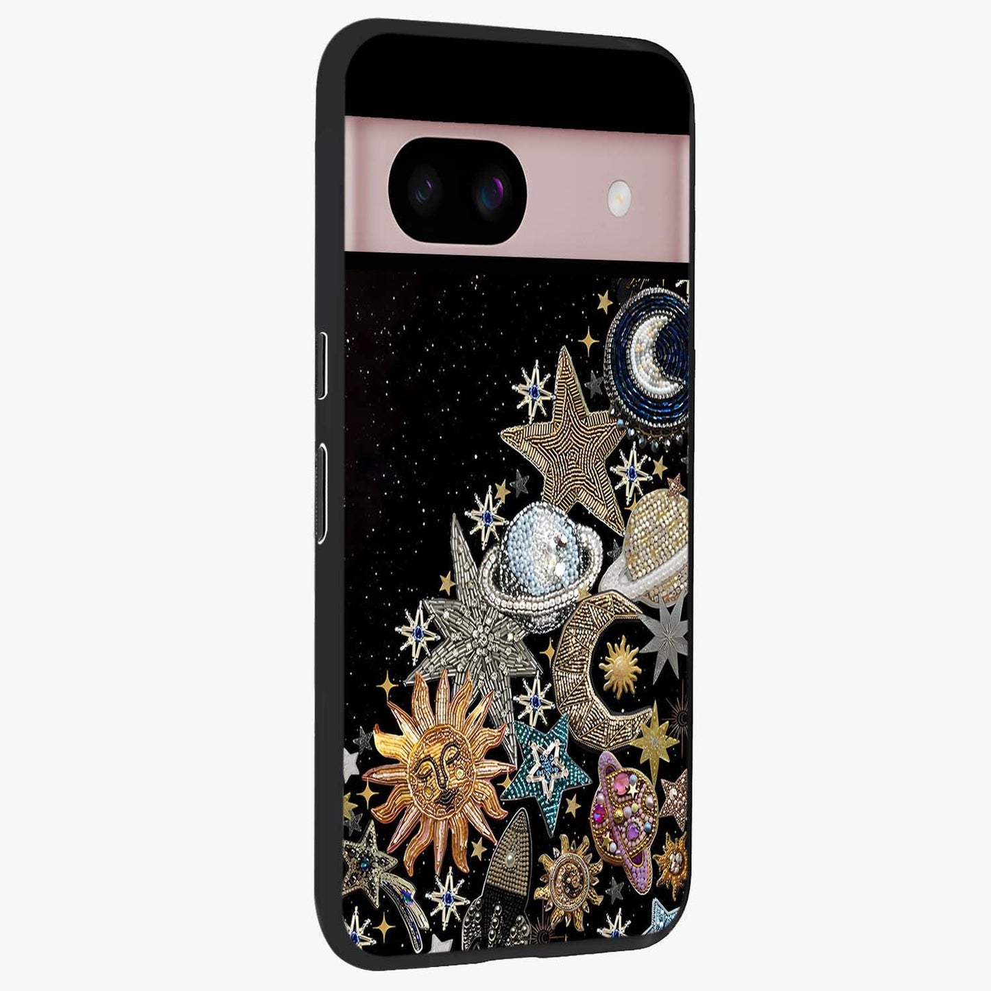 Cosmic Sparkle Dreams Glass Case upright view showcasing glowing cosmic artwork with magical galaxy theme.