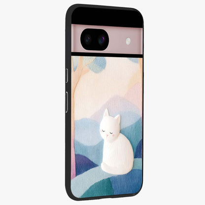 Cotton Dream Cat Glass Case upright view showcasing charming cat artwork with cozy dreamy theme.