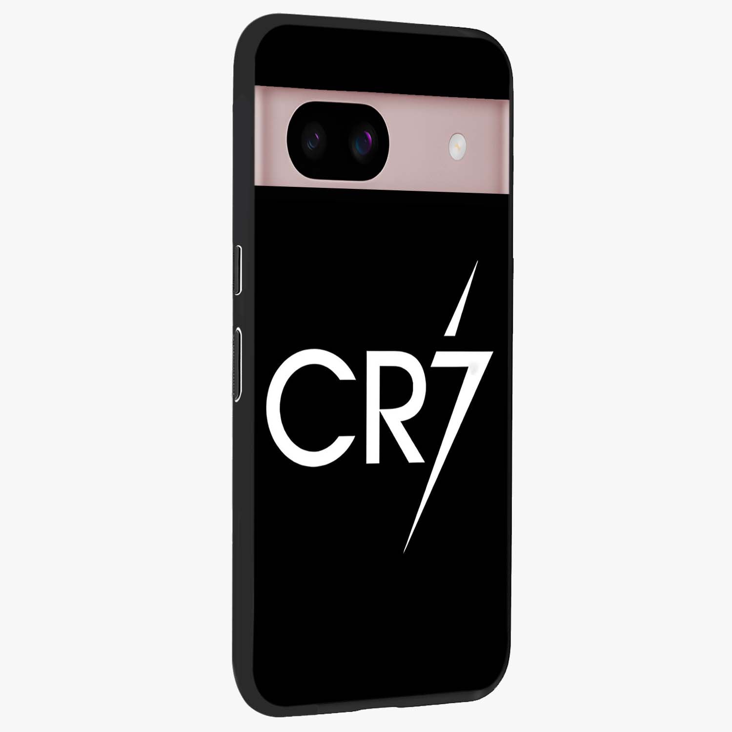 Cr7 Elite Strike Glass Case upright view showcasing energetic football inspired design with modern sports aesthetic.