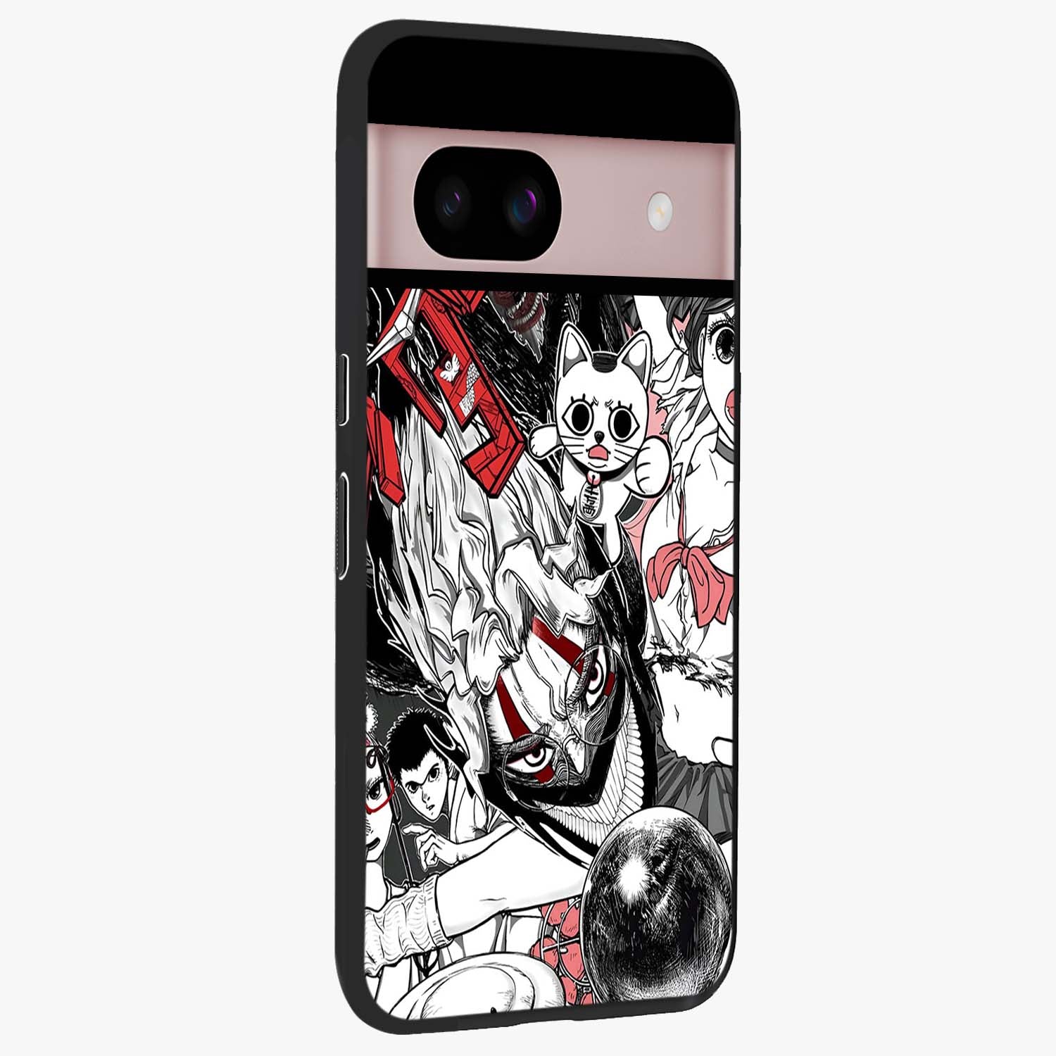 Crimson Chaos Panel Glass Case upright view showcasing intense crimson artwork with dramatic aesthetic style.