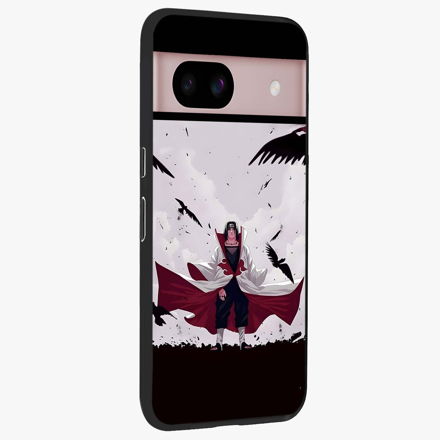 Crimson Crow Ascension Glass Case upright view showcasing dramatic crow artwork with bold gothic theme.