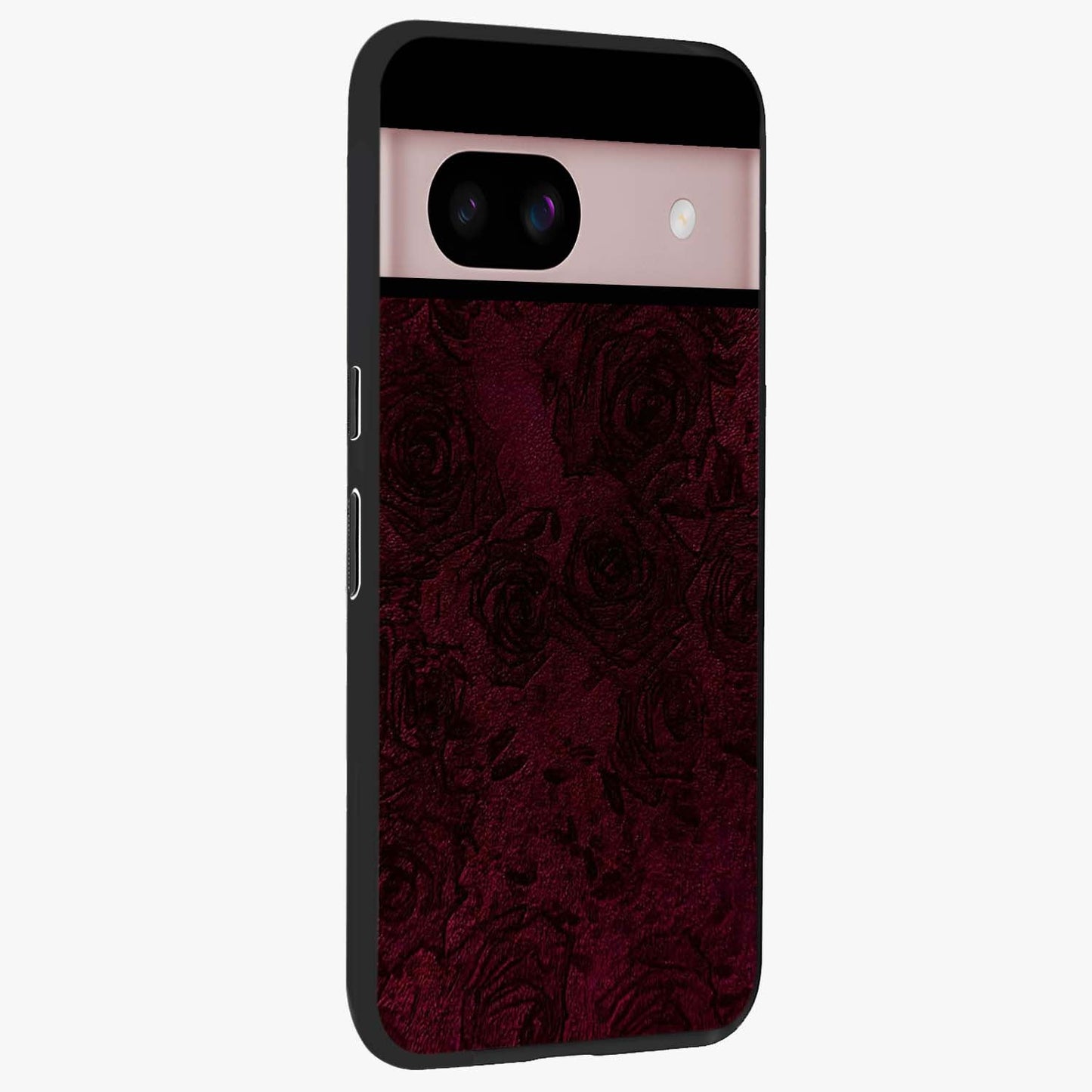 Crimson Fade Flow Glass Case upright view showcasing dynamic crimson flow artwork with stylish abstract theme.