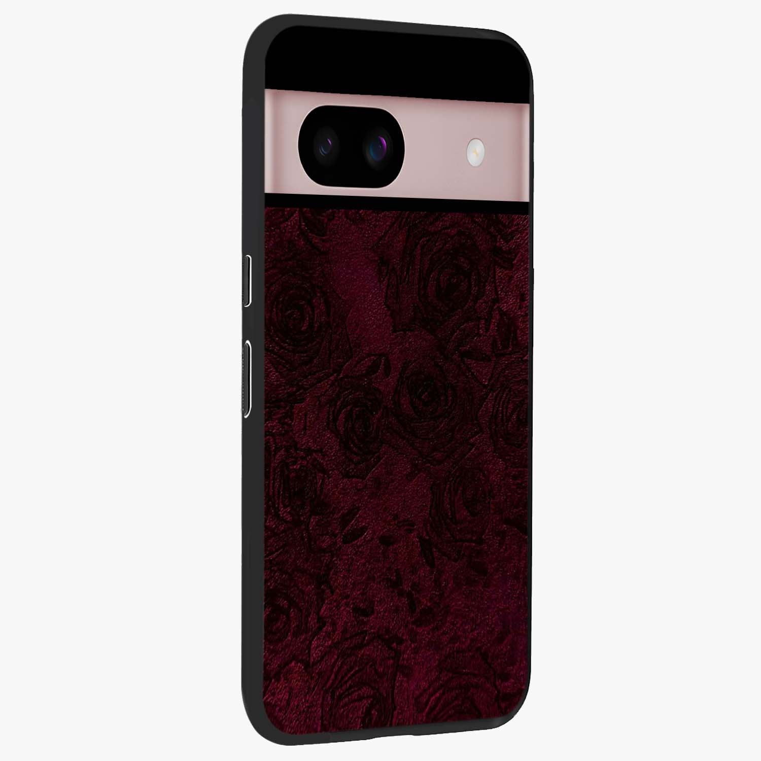 Crimson Fade Flow Glass Case upright view showcasing dynamic crimson flow artwork with stylish abstract theme.