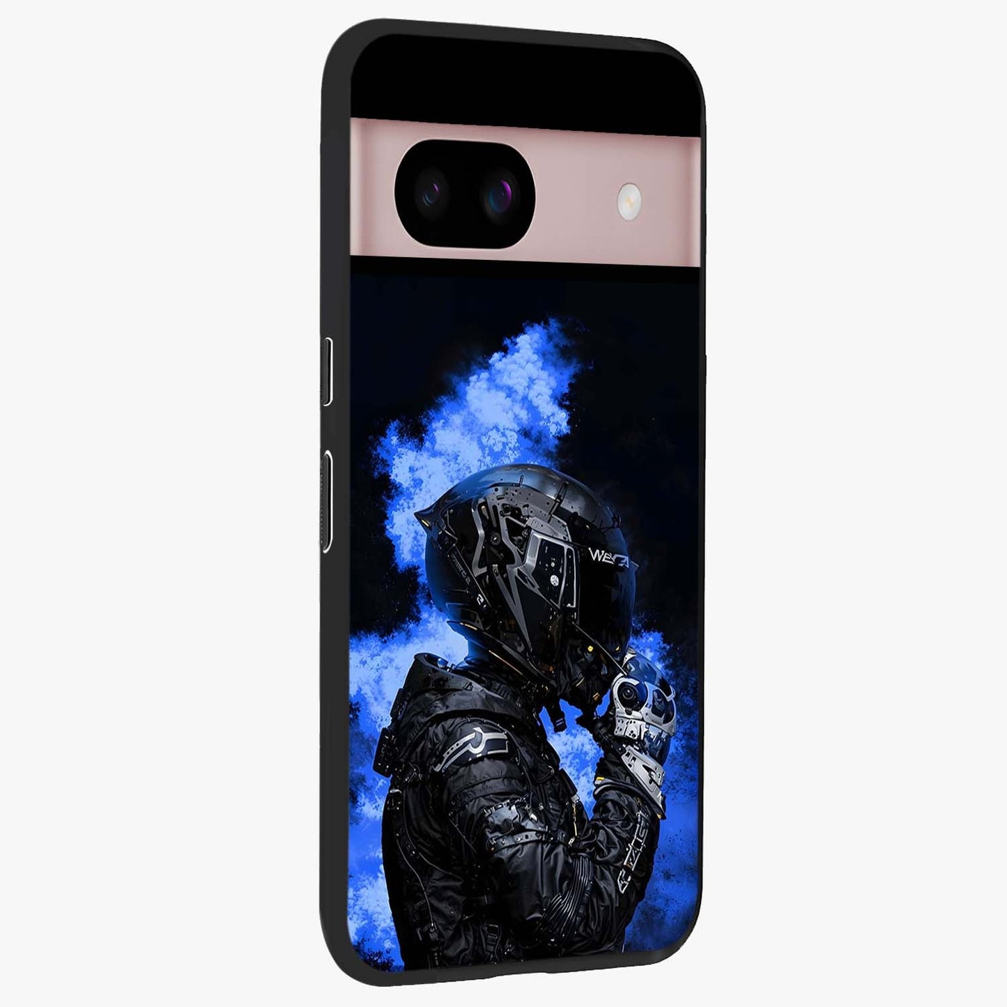 Cyber Sentinel Protocol Glass Case upright view showcasing advanced cyber sentinel artwork with futuristic tech theme.