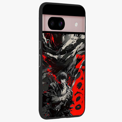 Demon Sword Resolve Glass Case upright view showcasing dramatic warrior artwork with intense battle theme.