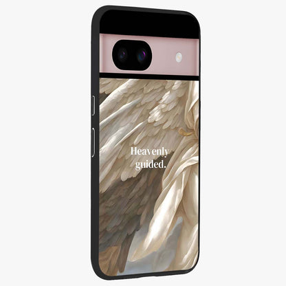 Divine Winged Grace Glass Case upright view showcasing spiritual wing artwork with soft celestial theme.