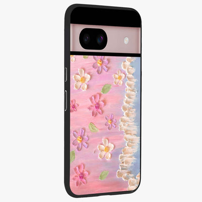 Dreamy Painted Garden Glass Case upright view showcasing vibrant floral garden artwork with artistic nature theme.