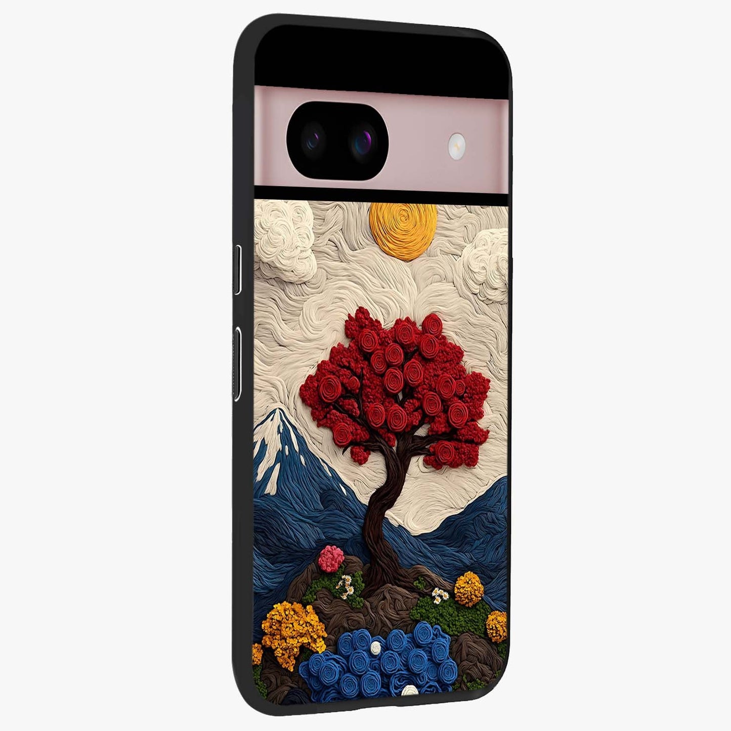 Eternal Nature Tapestry Glass Case upright view showcasing elegant nature tapestry design with decorative style.