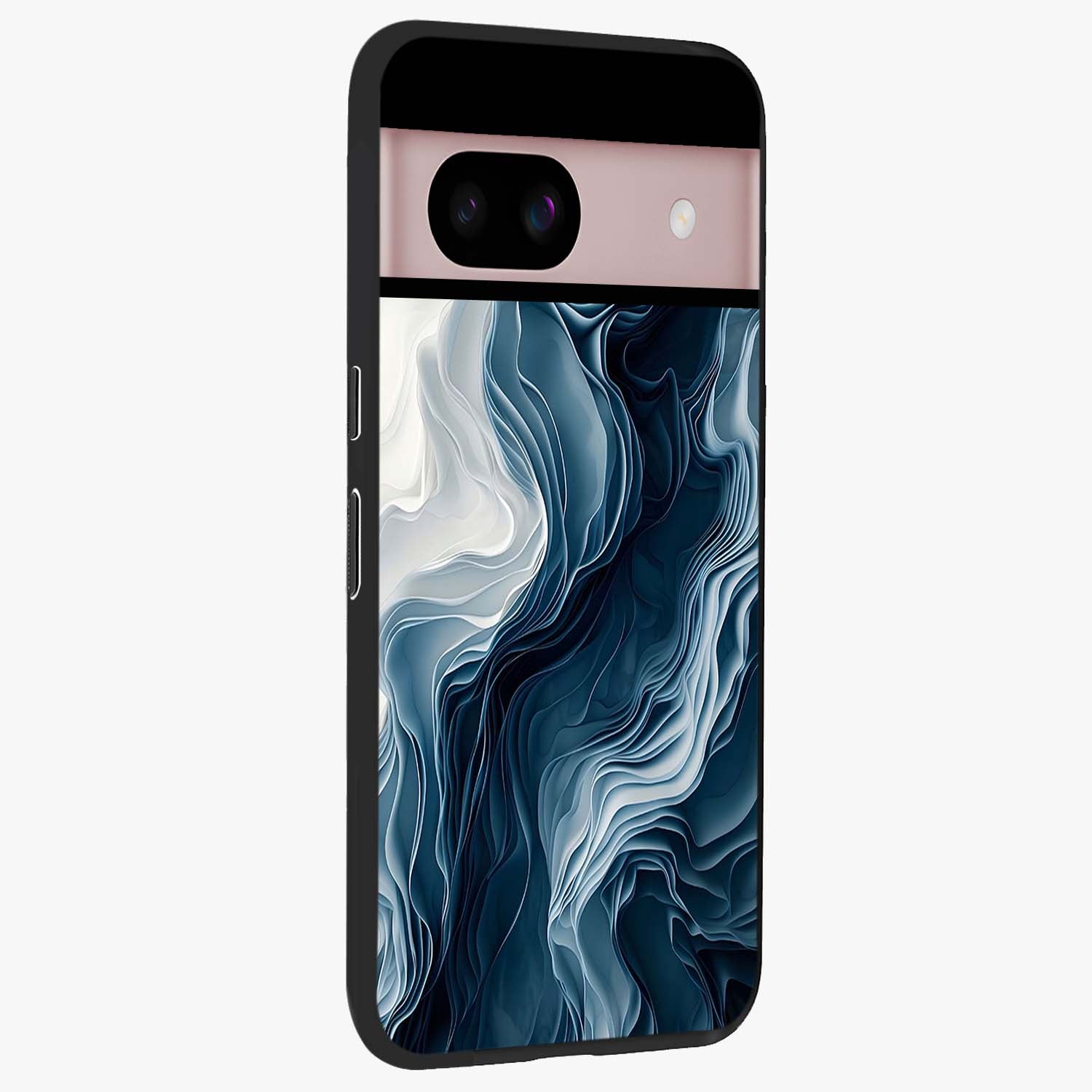 Ethereal Paper Marble Glass Case upright view showcasing smooth marble artwork with refined minimalist theme.