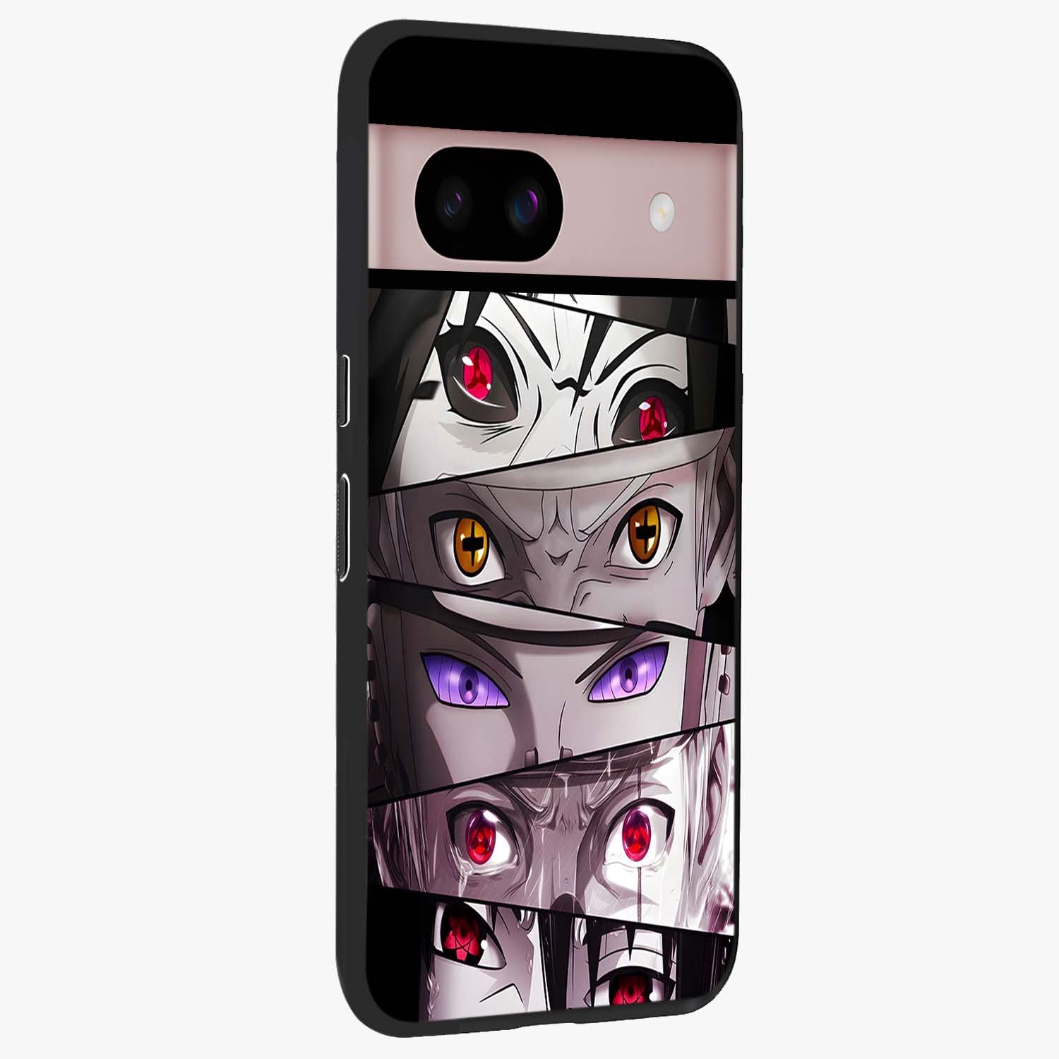 Eyes of Destiny Glass Case upright view showcasing symbolic eye artwork with dramatic artistic theme.