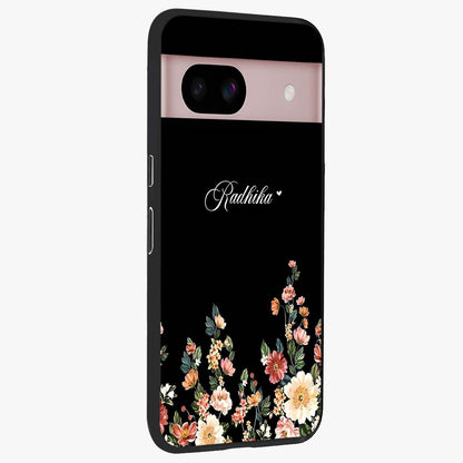 Floral Design With a Custom Personalized Name Glass Case upright view showcasing delicate floral artwork with personalized aesthetic style.