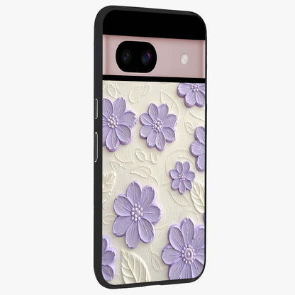 Floral Wall Art With Purple Flowers Glass Case upright view showcasing elegant purple flower artwork with decorative floral theme.