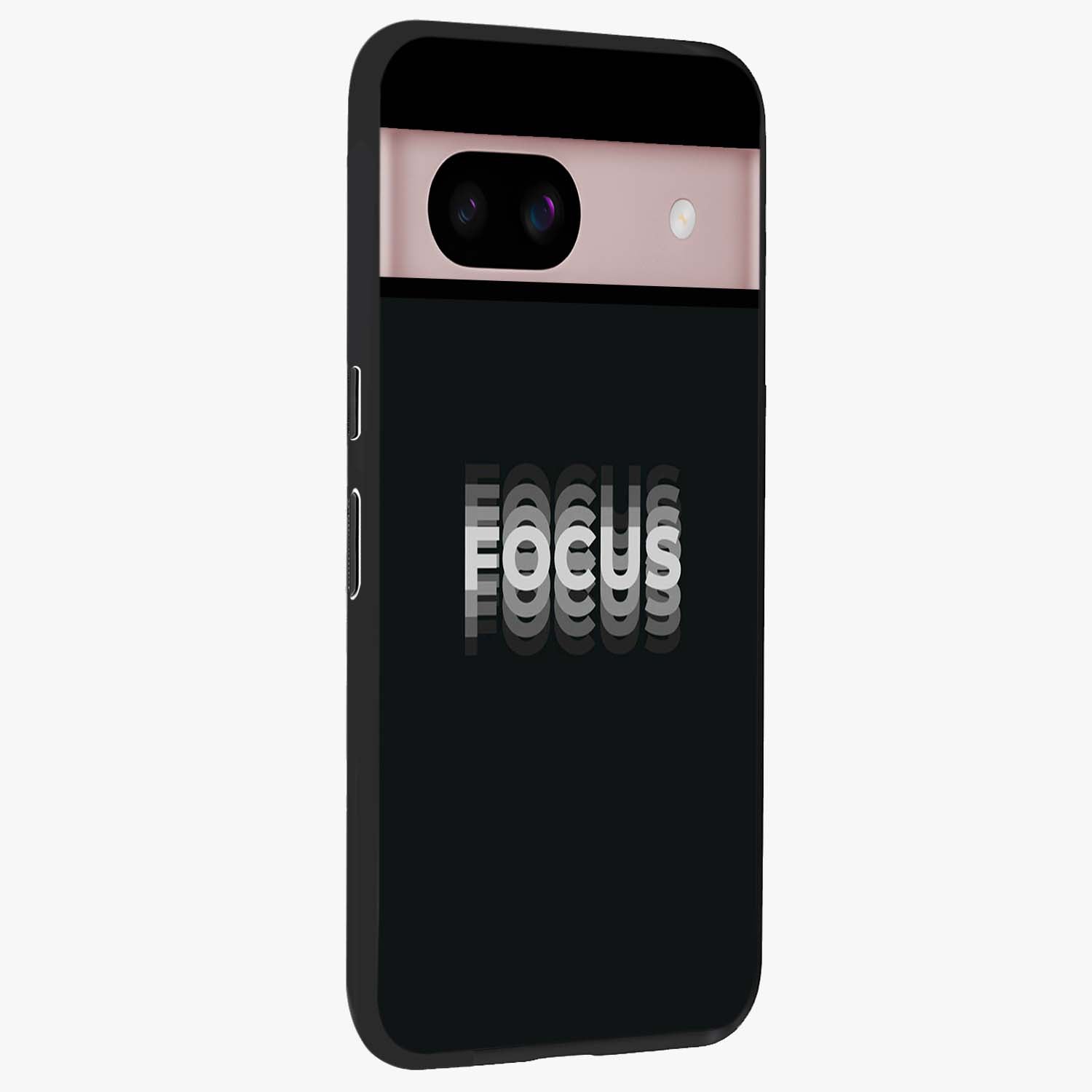 Focus Mode On Glass Case upright view showcasing strong typography statement with sleek motivational theme.
