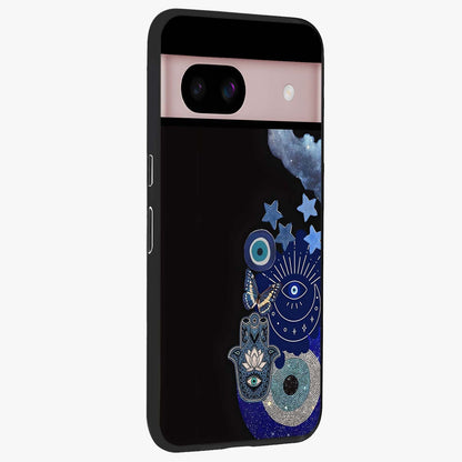 Galactic Charm Cluster Glass Case upright view showcasing glowing cosmic charm artwork with magical celestial style.
