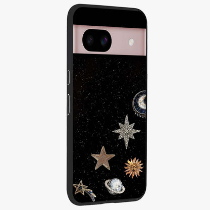 Galactic Charm Glow Glass Case upright view showcasing glowing cosmic charm artwork with magical celestial style.