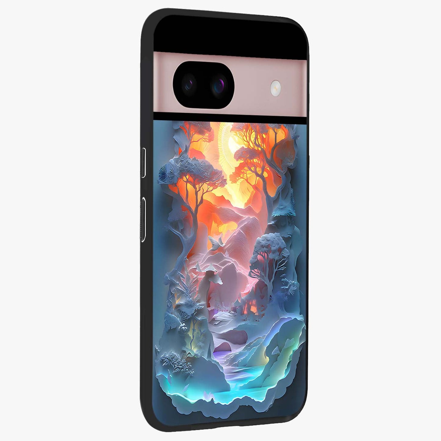 Glow Forest Portal Glass Case upright view showcasing enchanted forest portal artwork with fantasy nature theme.
