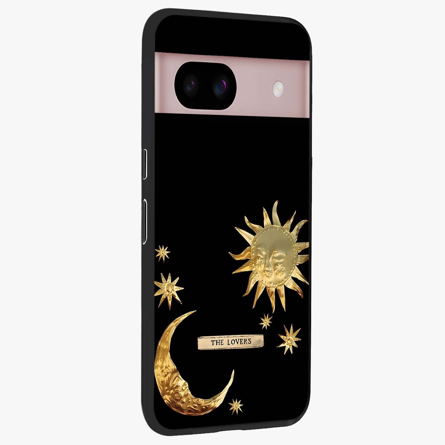 Gold Sun Blush Glass Case upright view showcasing glowing sun artwork with elegant celestial theme.